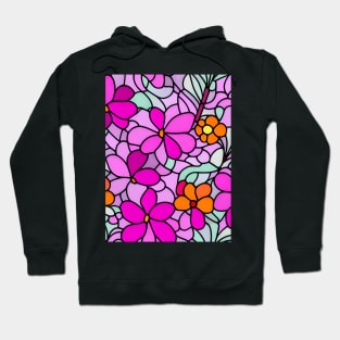 Pink and orange Flower Abstract Art - Stained Glass Hoodie